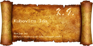 Kubovics Ida névjegykártya